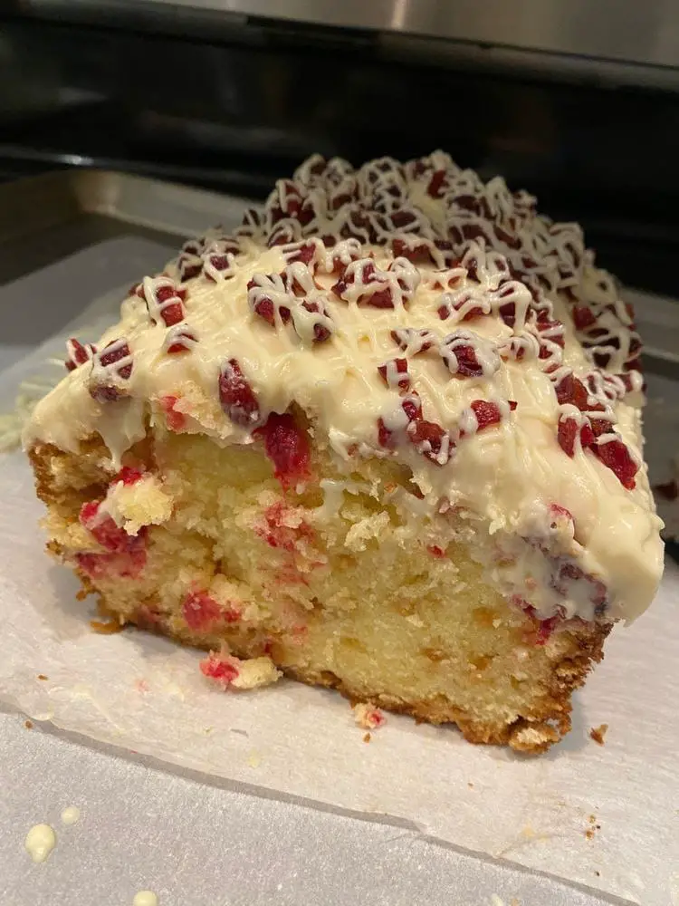Cranberry Orange Bread with Simple Glaze Served on Plate 